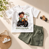 ست لباس راحتی کودک پسرانه طرح موتور Bikers | تیشرت و شلوار نخی کودک