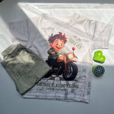 ست لباس راحتی کودک پسرانه طرح موتور Bikers | تیشرت و شلوار نخی کودک